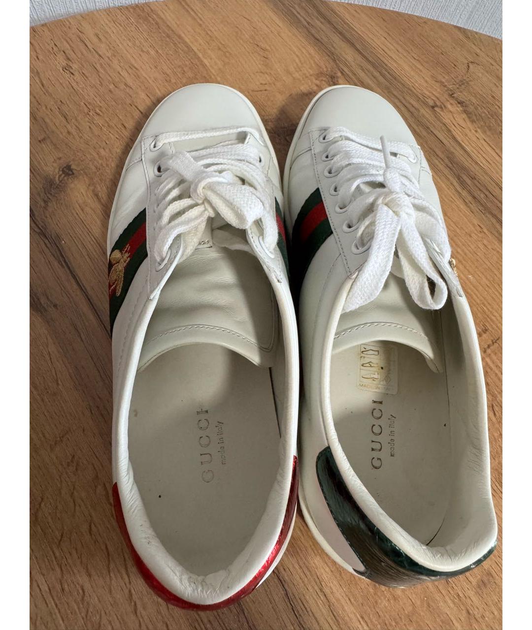 GUCCI Белые кожаные кеды, фото 3