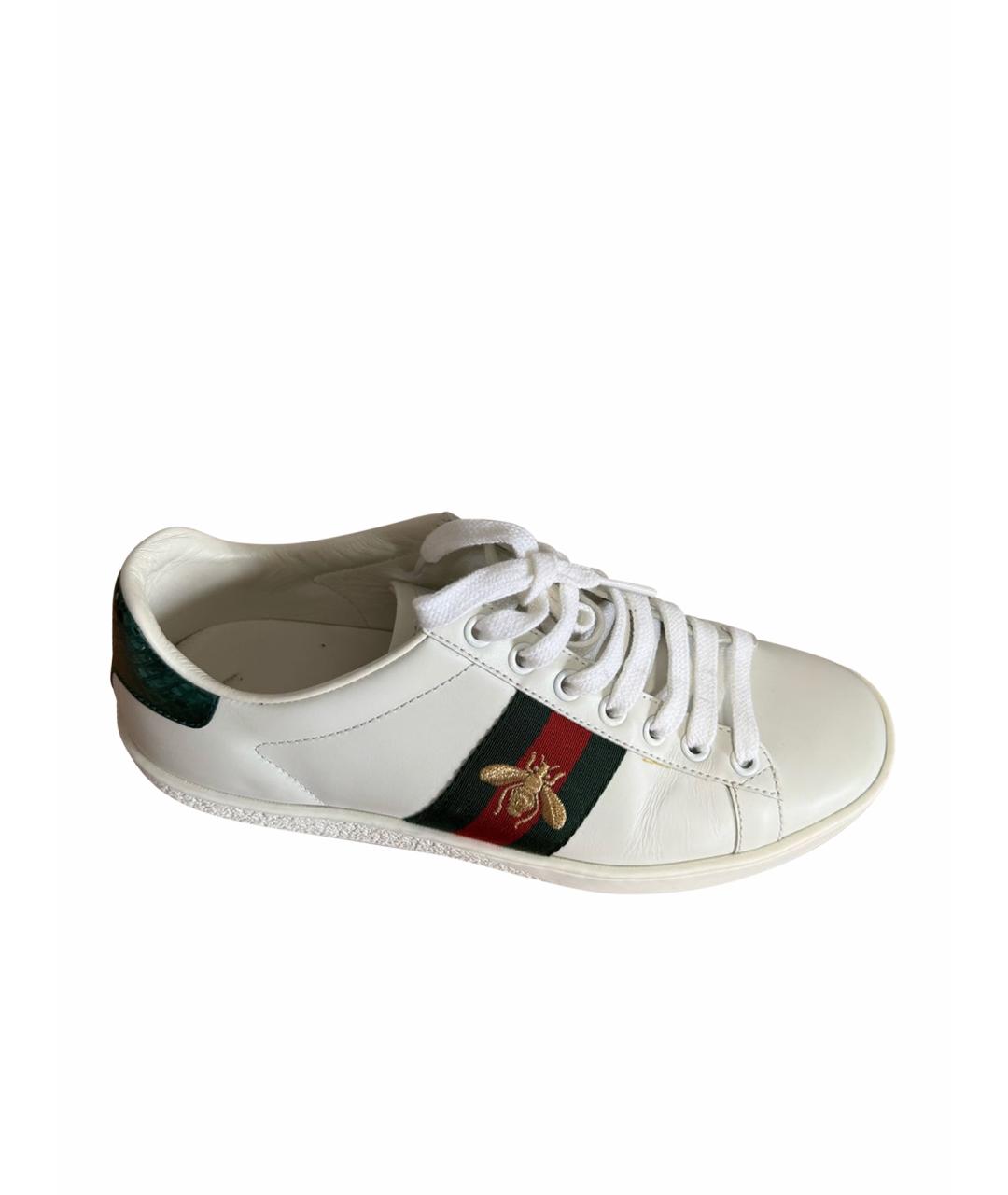 GUCCI Белые кожаные кеды, фото 8