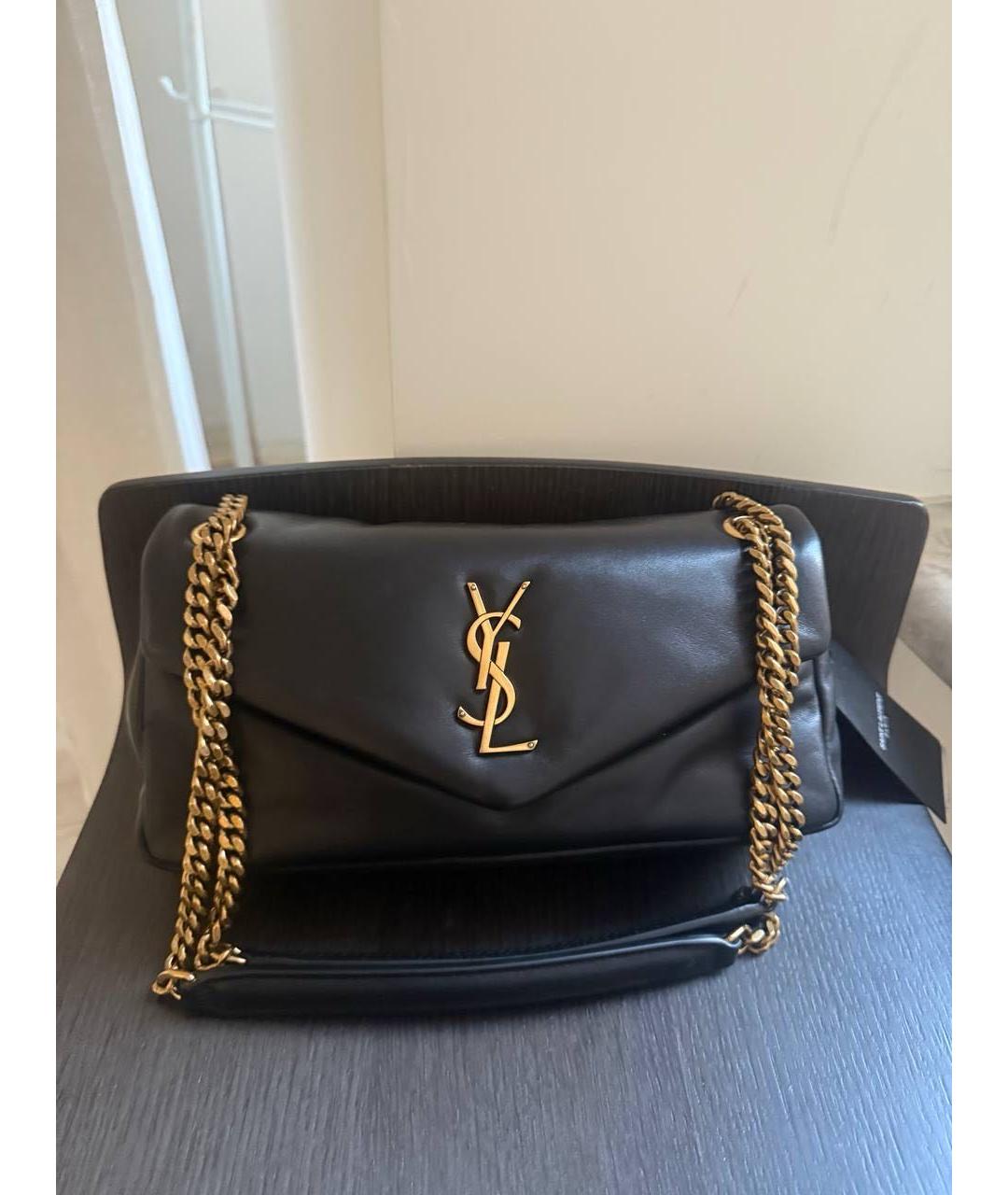 SAINT LAURENT Черная кожаная сумка через плечо, фото 2