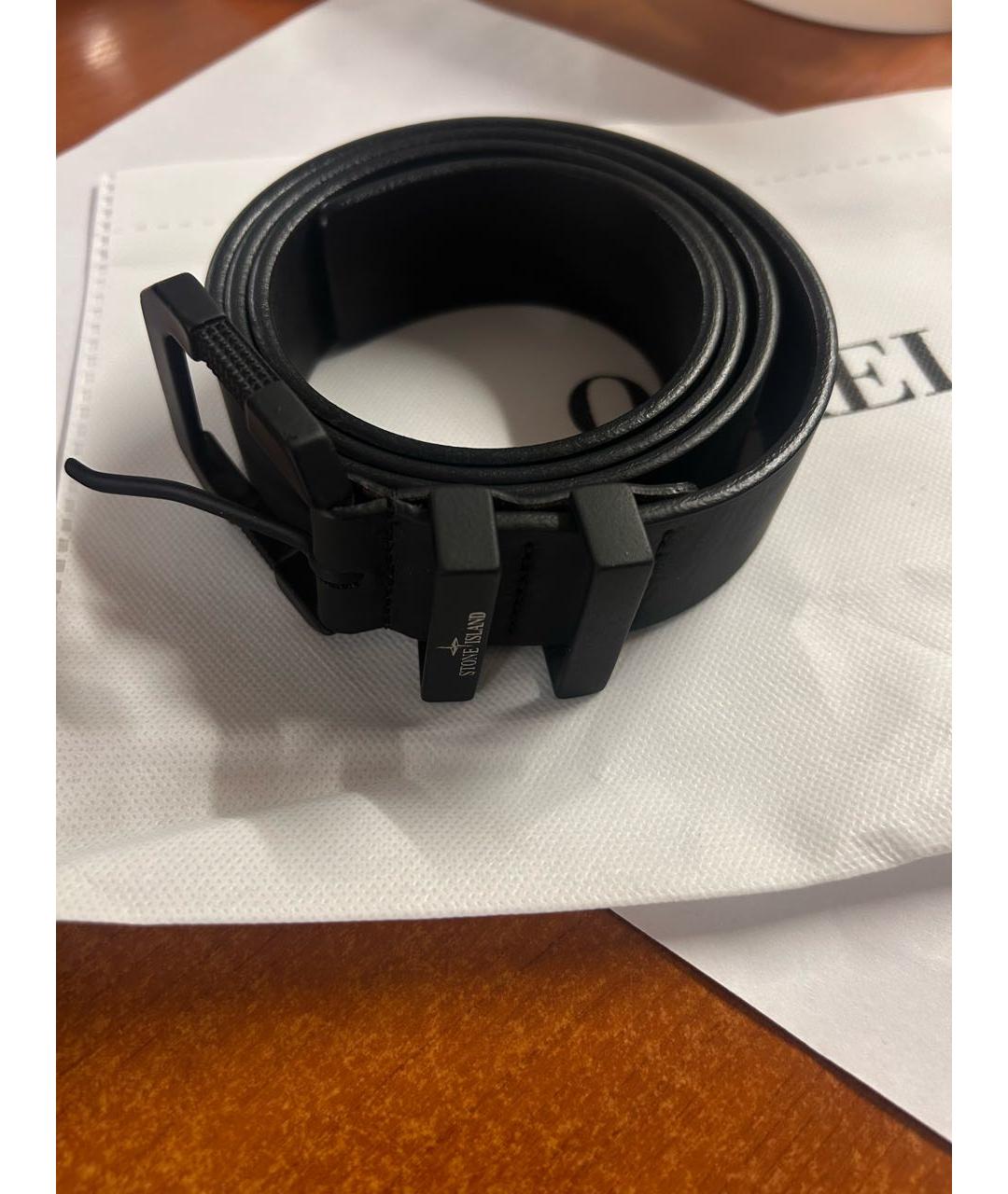 STONE ISLAND Черный кожаный ремень, фото 7