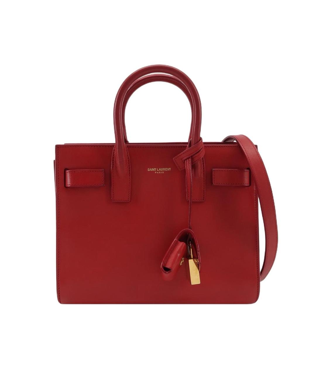 SAINT LAURENT Красная кожаная сумка с короткими ручками, фото 1