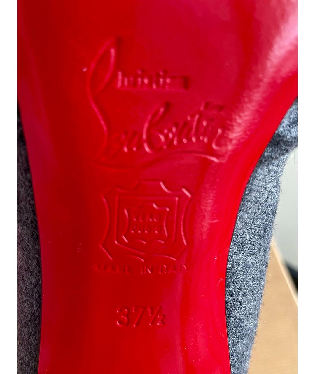 CHRISTIAN LOUBOUTIN Серые текстильные туфли, фото 4