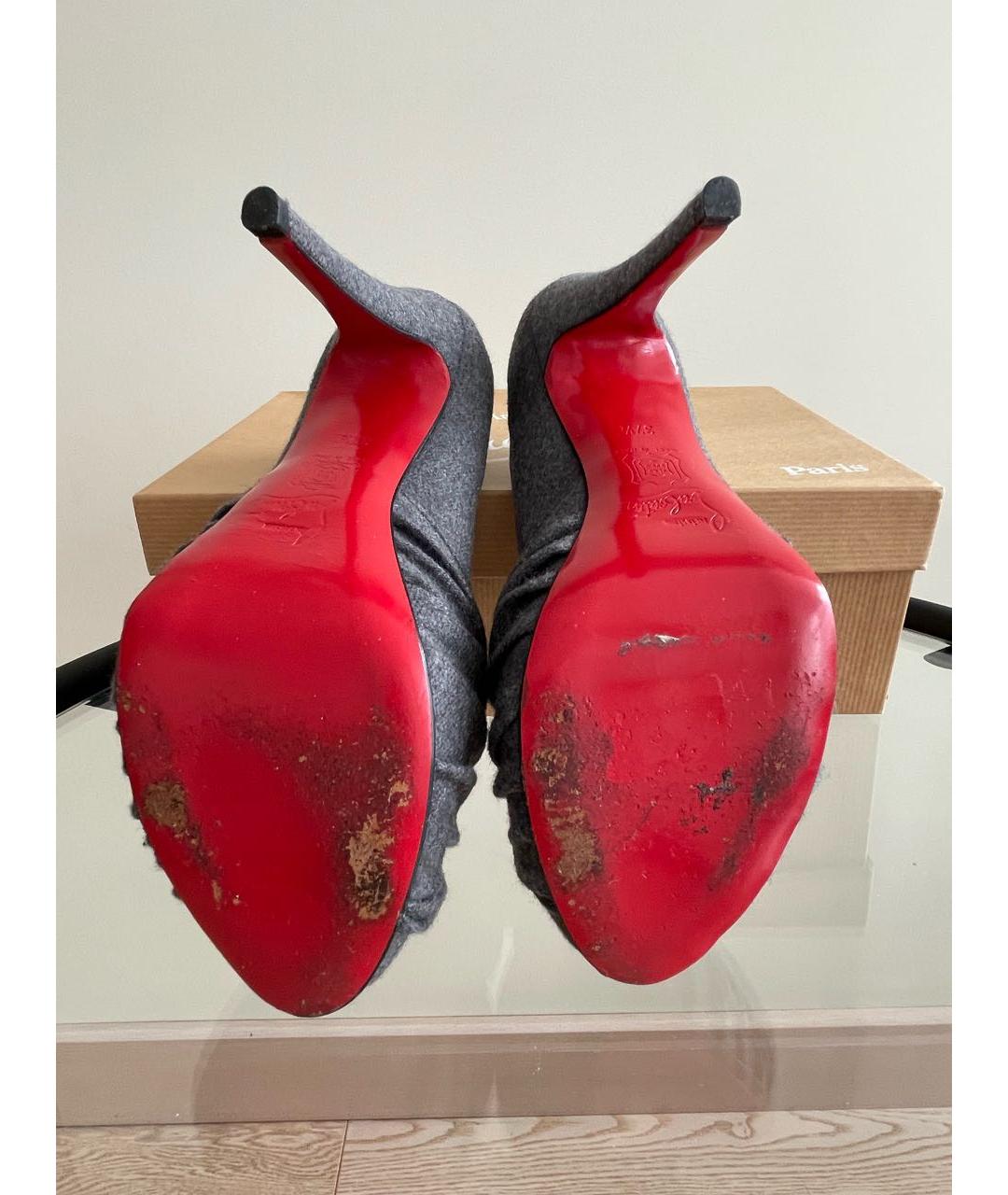 CHRISTIAN LOUBOUTIN Серые текстильные туфли, фото 5