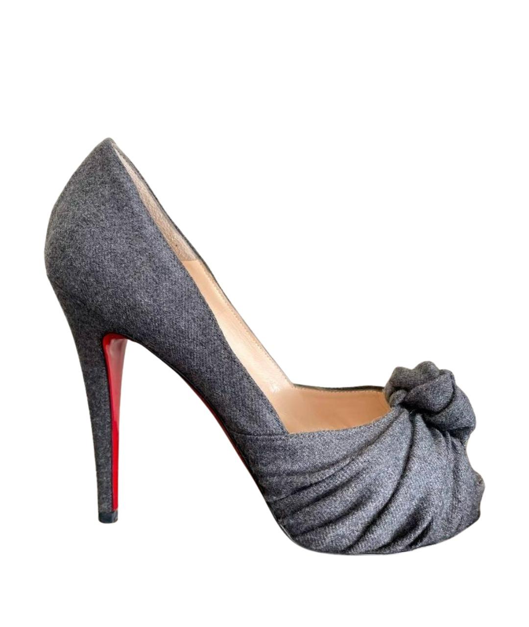 CHRISTIAN LOUBOUTIN Серые текстильные туфли, фото 1