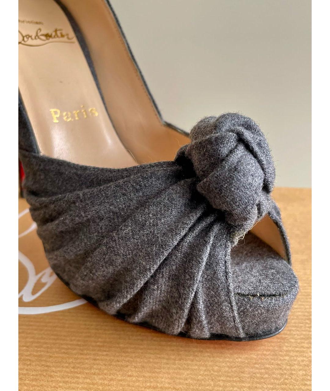 CHRISTIAN LOUBOUTIN Серые текстильные туфли, фото 6