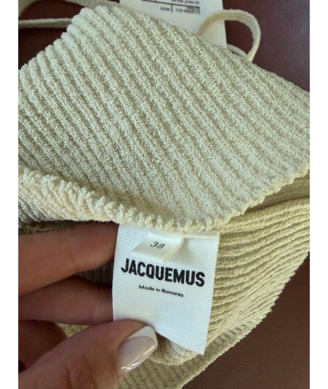 JACQUEMUS Бежевая хлопковая футболка, фото 4