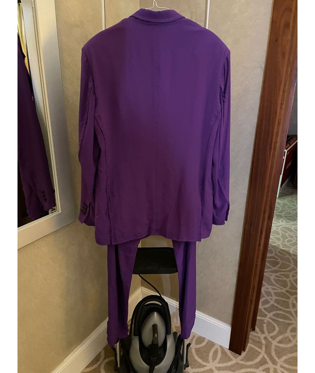 №21 Фиолетовый ацетатный костюм с брюками, фото 4