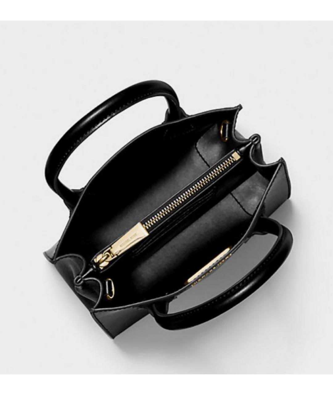 MICHAEL MICHAEL KORS Черная кожаная сумка с короткими ручками, фото 4