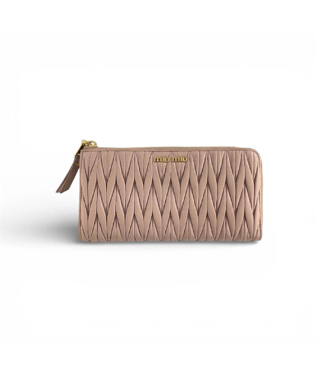 MIU MIU Розовый кожаный кошелек, фото 3