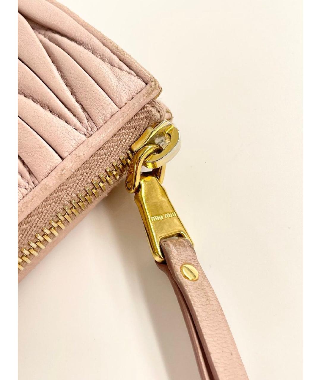 MIU MIU Розовый кожаный кошелек, фото 5
