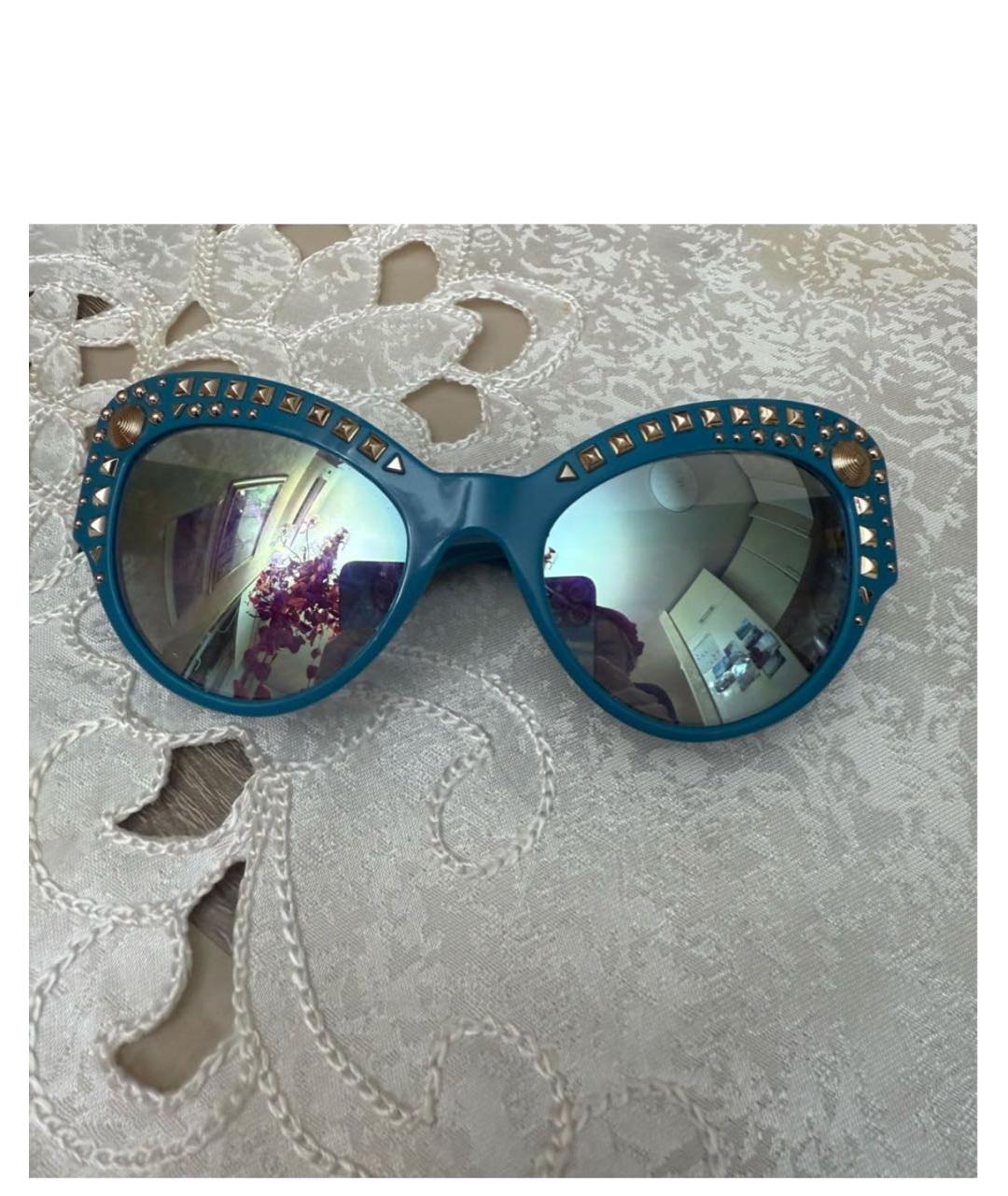 VERSACE Бирюзовые пластиковые солнцезащитные очки, фото 7