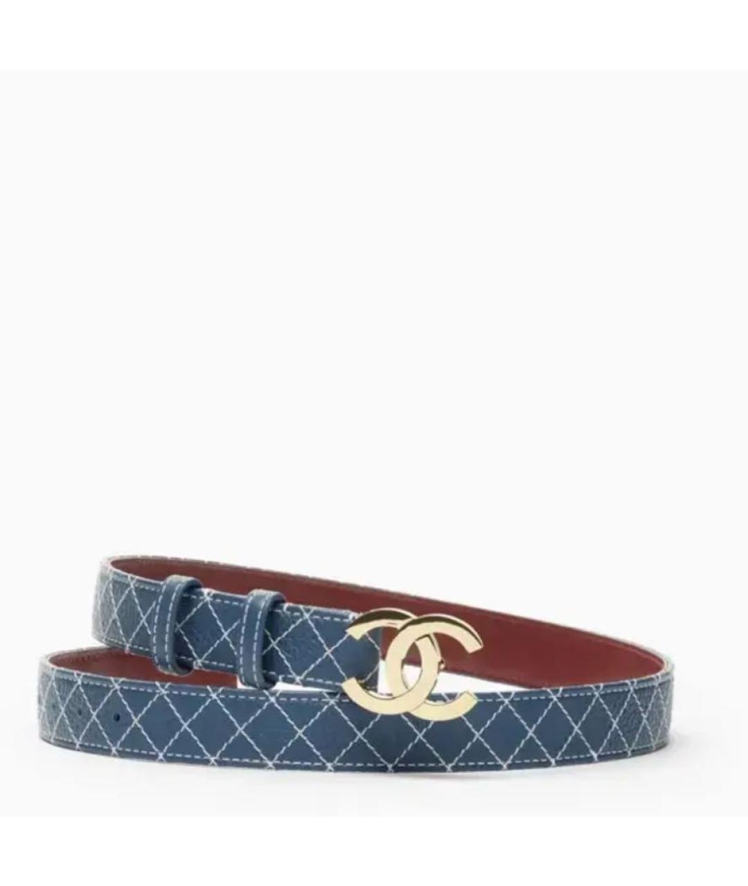 CHANEL Синий кожаный ремень, фото 1
