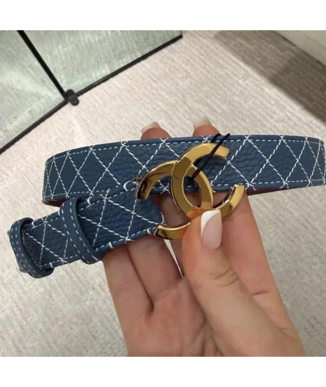 CHANEL Синий кожаный ремень, фото 3