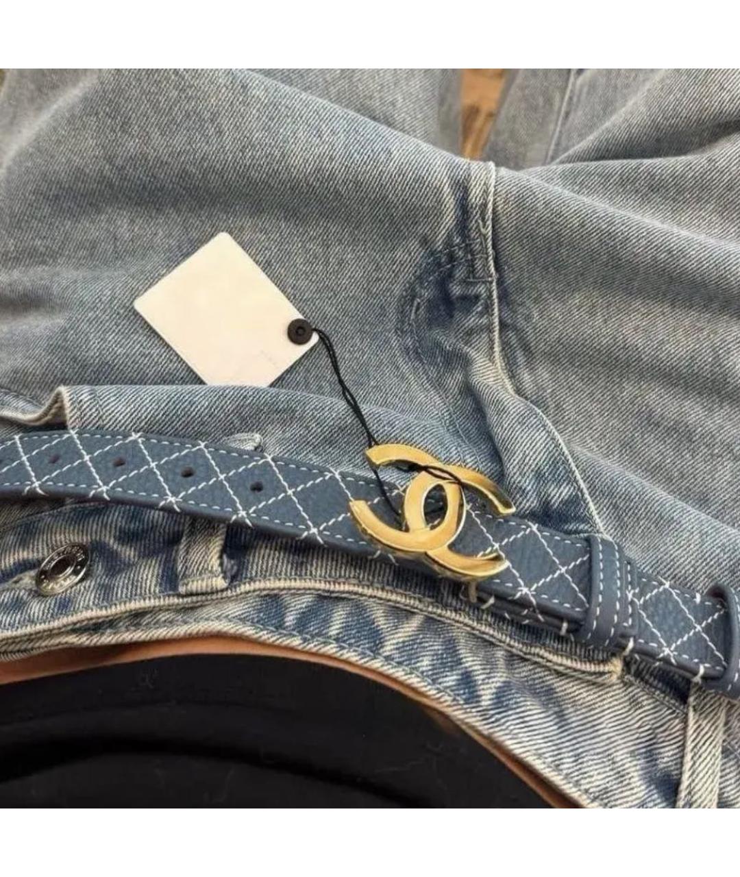 CHANEL Синий кожаный ремень, фото 4