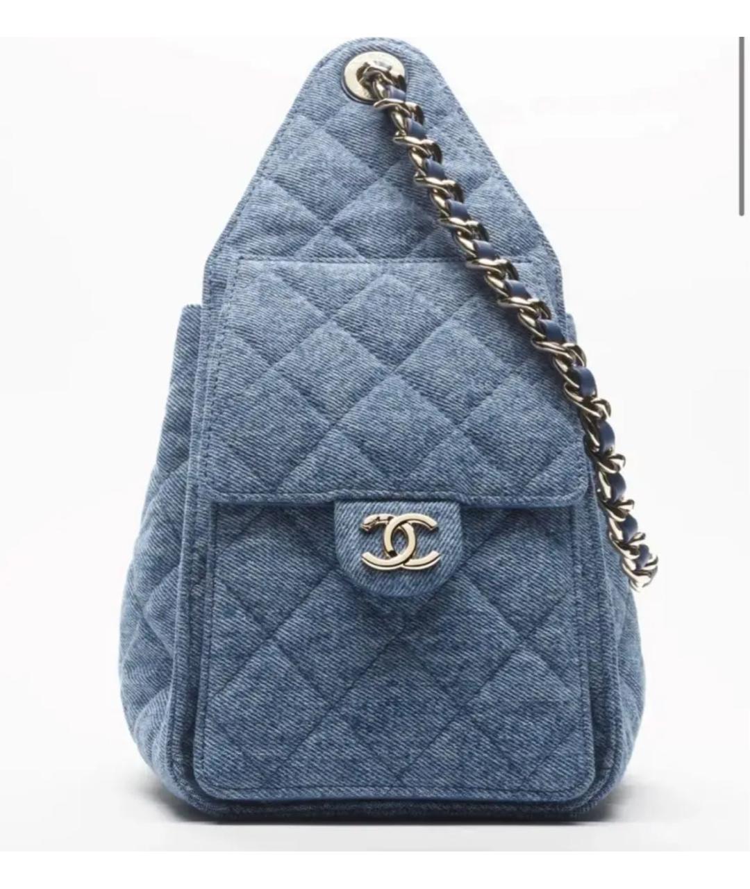 CHANEL Голубая деним сумка через плечо, фото 4