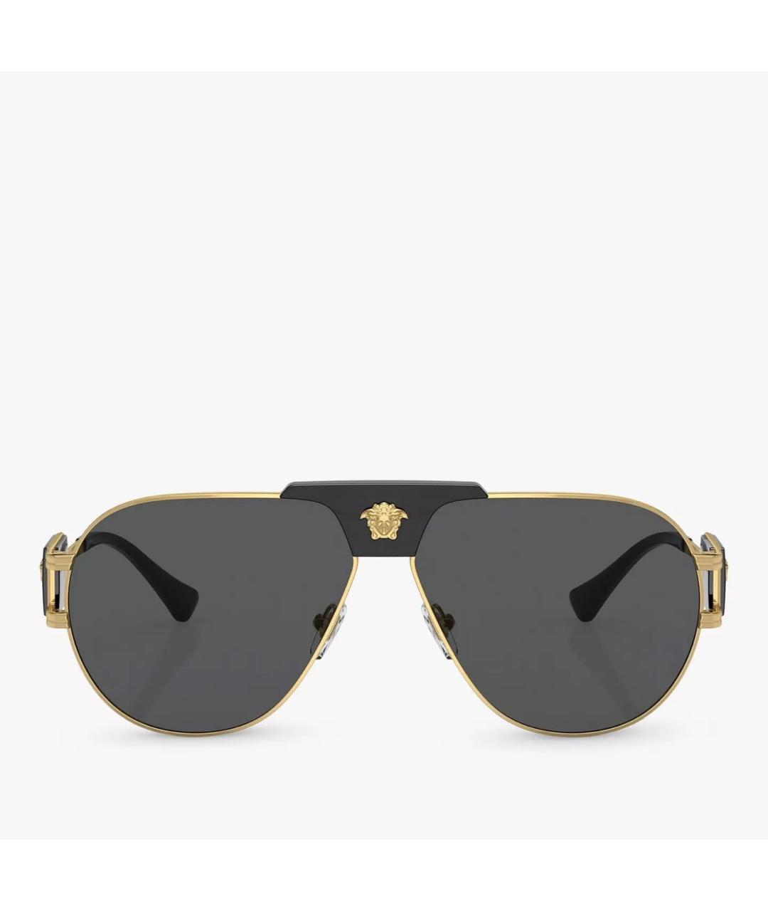VERSACE Черные металлические солнцезащитные очки, фото 3