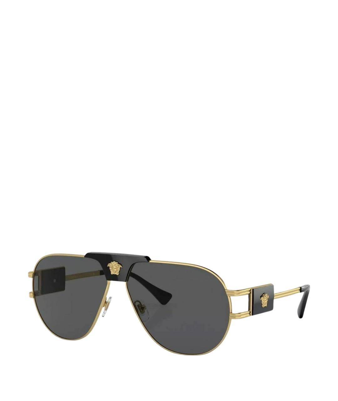 VERSACE Черные металлические солнцезащитные очки, фото 1
