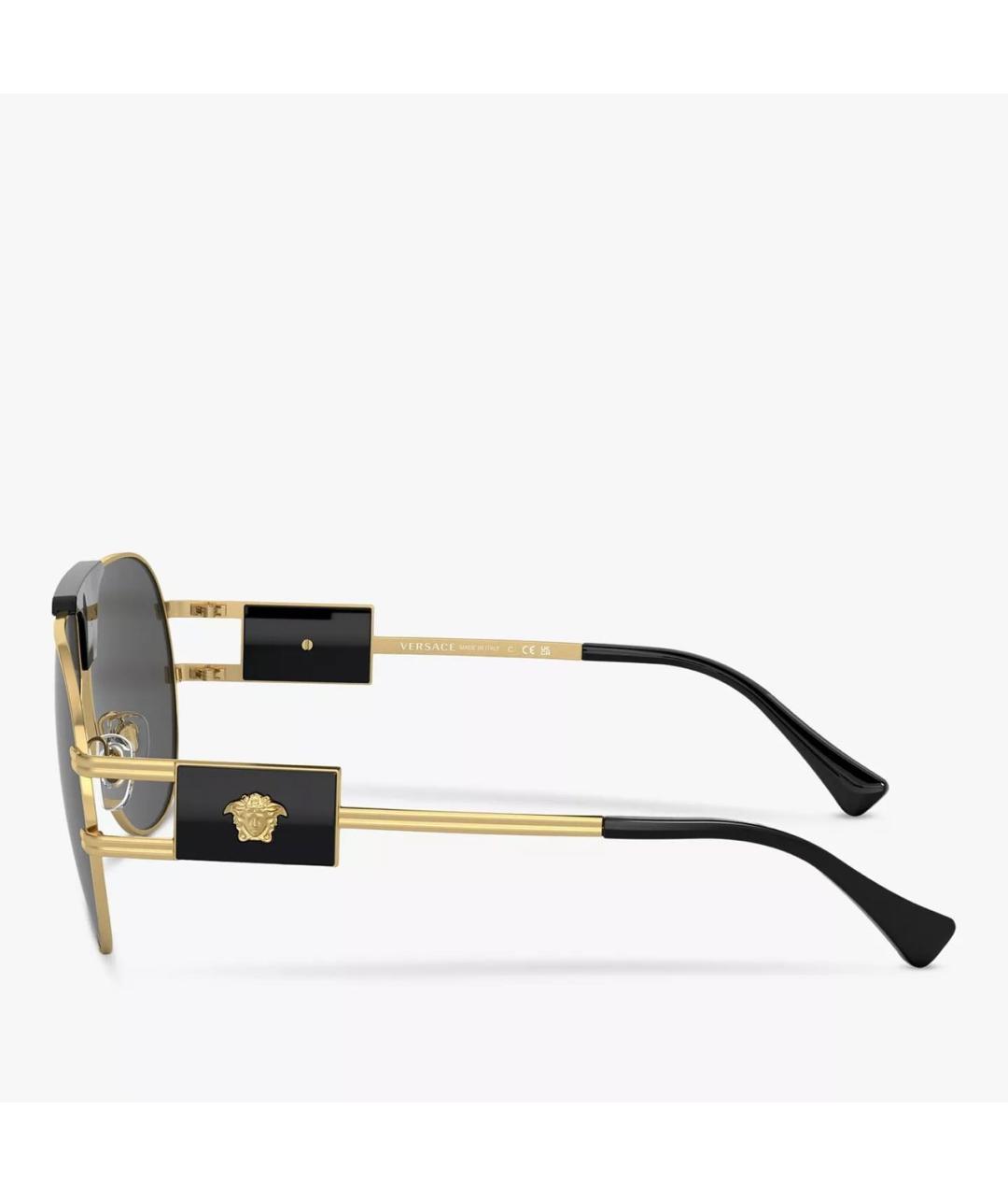 VERSACE Черные металлические солнцезащитные очки, фото 2