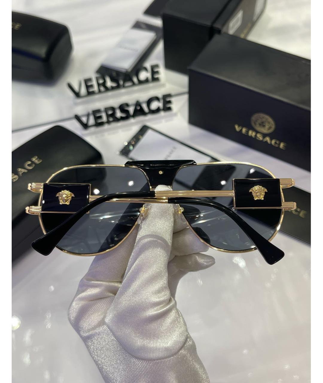 VERSACE Черные металлические солнцезащитные очки, фото 6