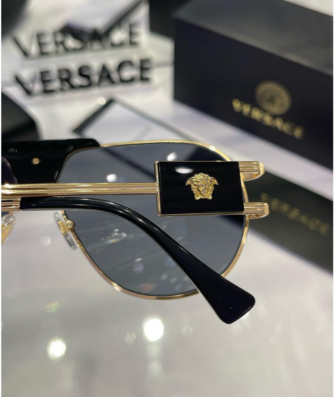 VERSACE Черные металлические солнцезащитные очки, фото 7