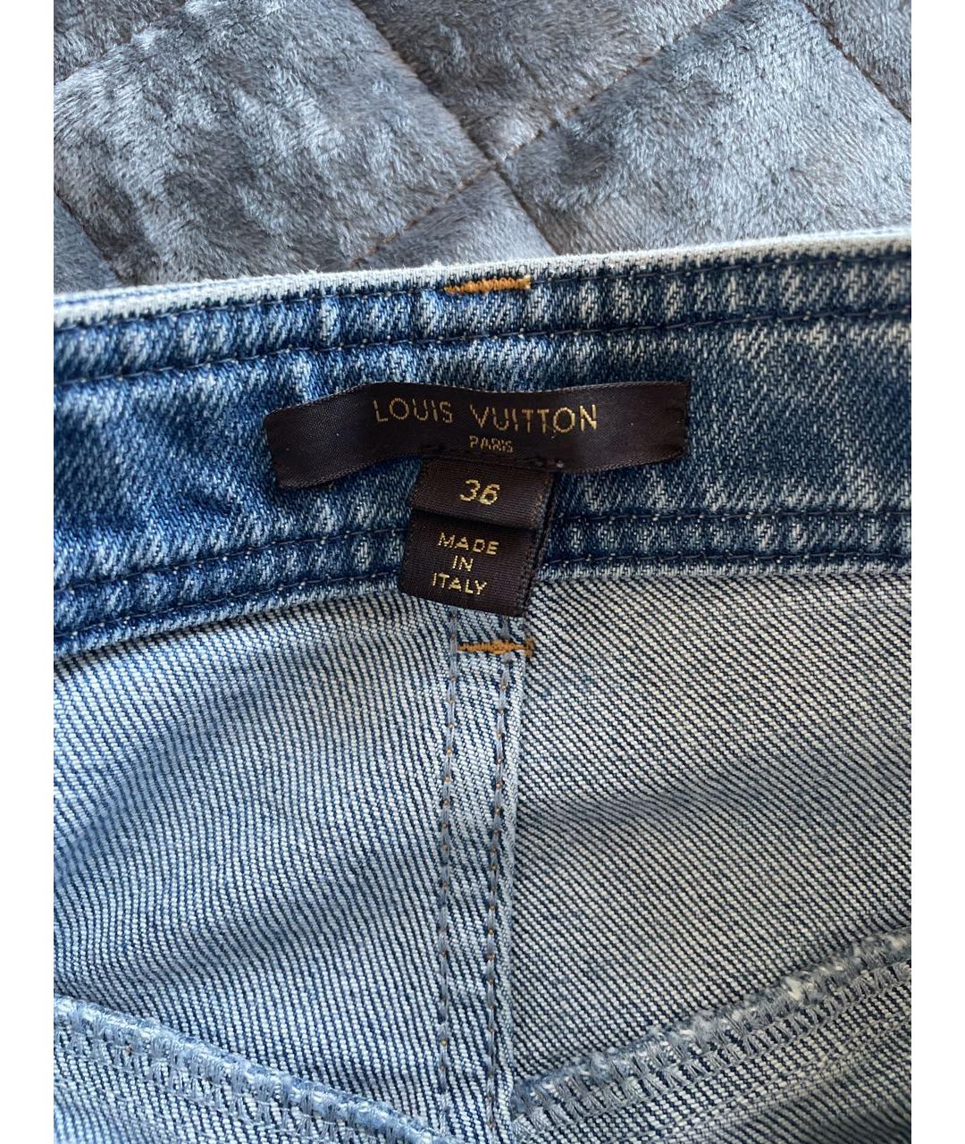 LOUIS VUITTON Синие хлопковые джинсы слим, фото 5