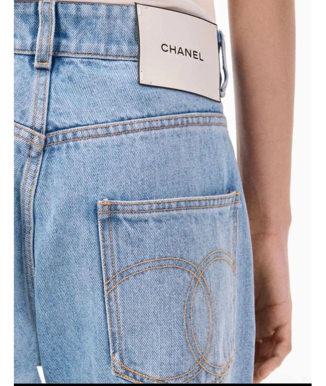 CHANEL Голубые хлопковые прямые джинсы, фото 4