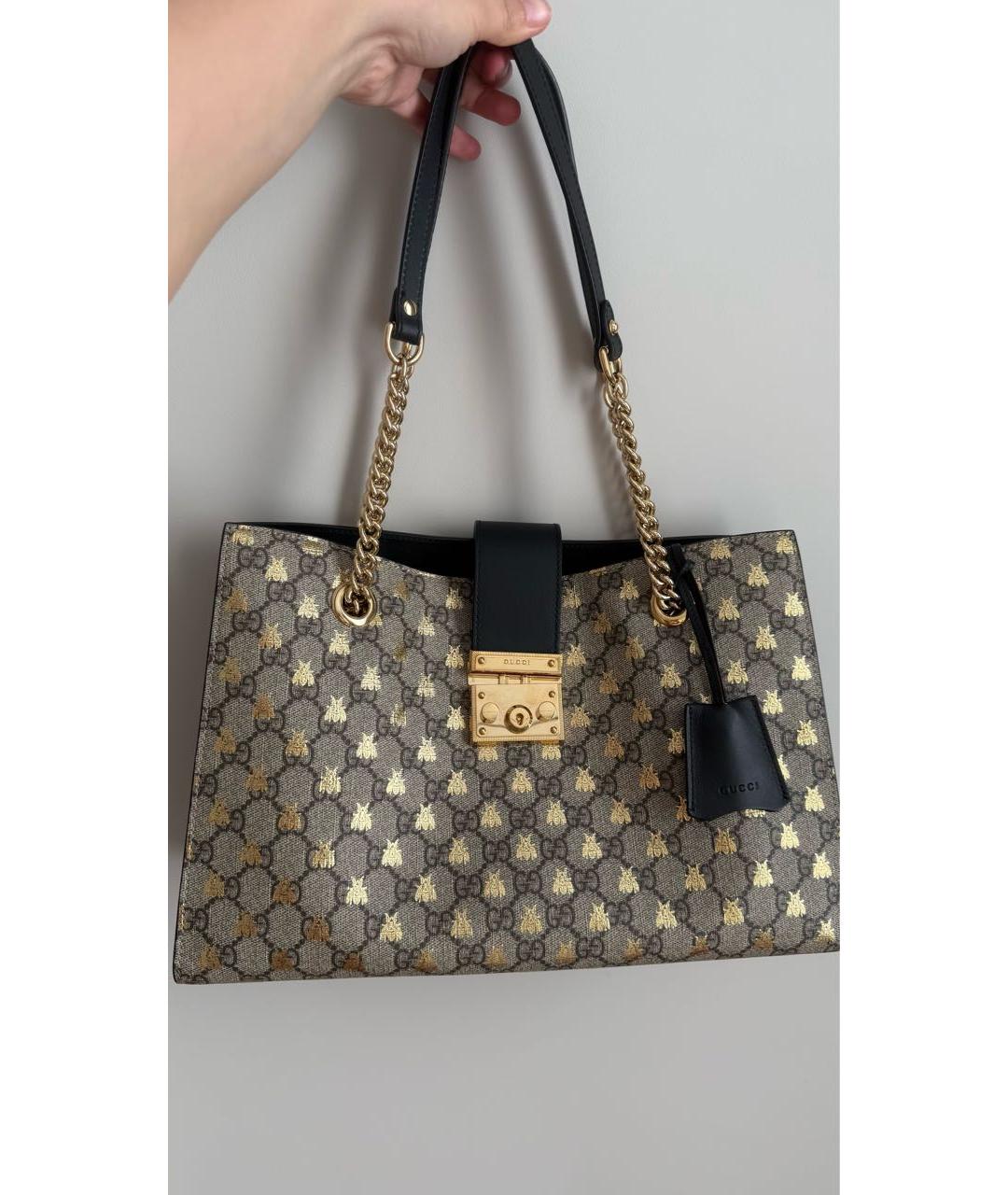 GUCCI Бежевая канва сумка с короткими ручками, фото 5