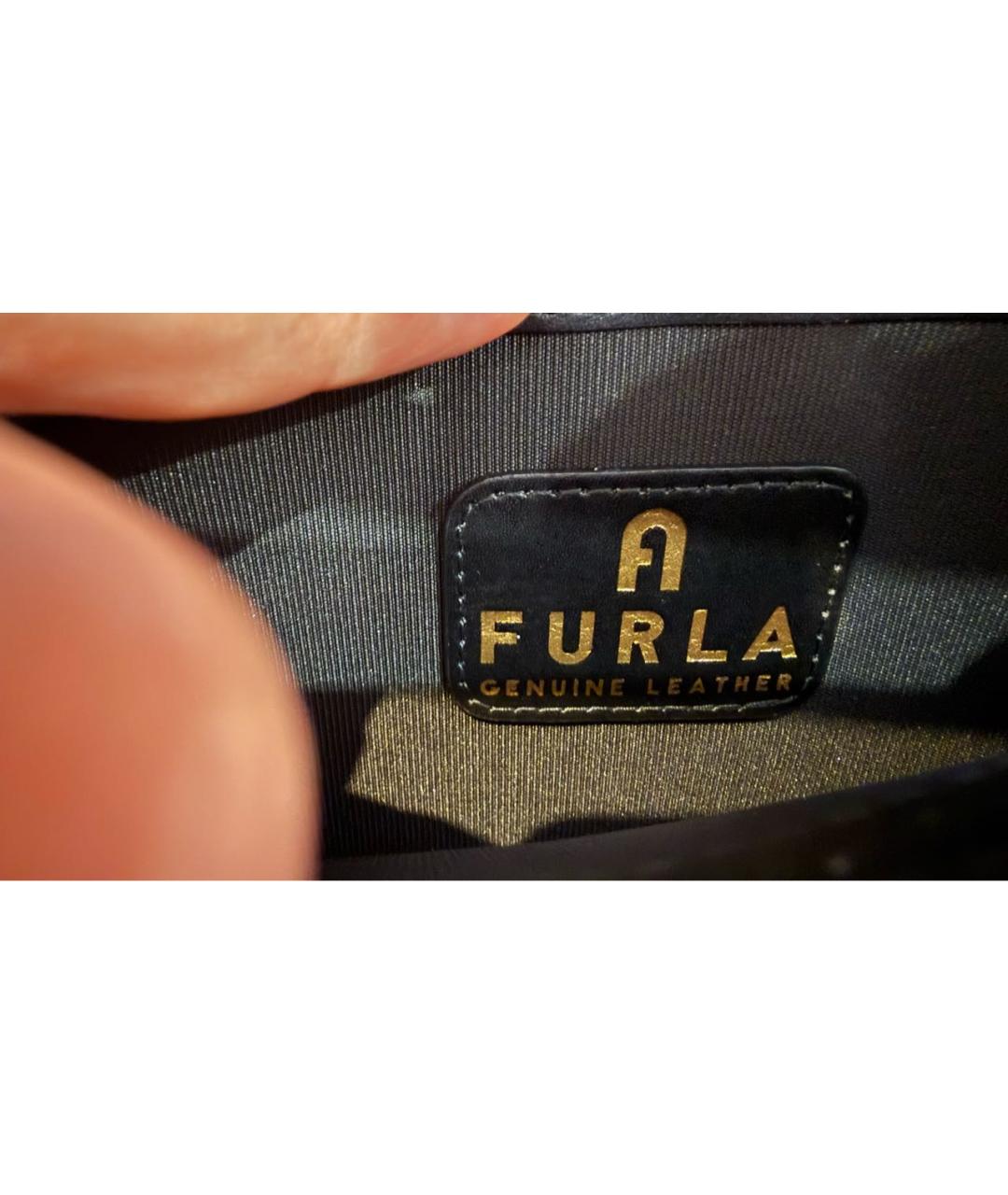 FURLA Черная кожаная сумка через плечо, фото 6