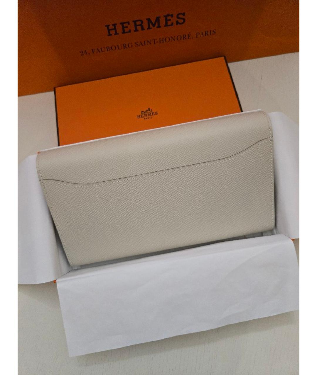 HERMES Бежевая кожаная сумка через плечо, фото 4