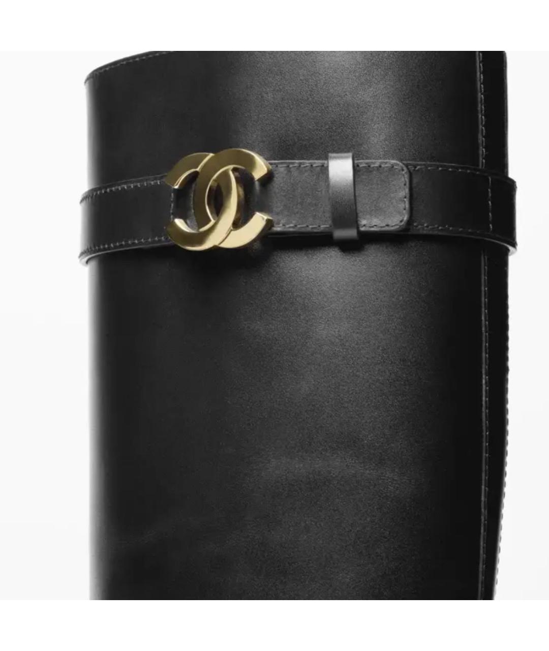 CHANEL Черные кожаные сапоги, фото 4