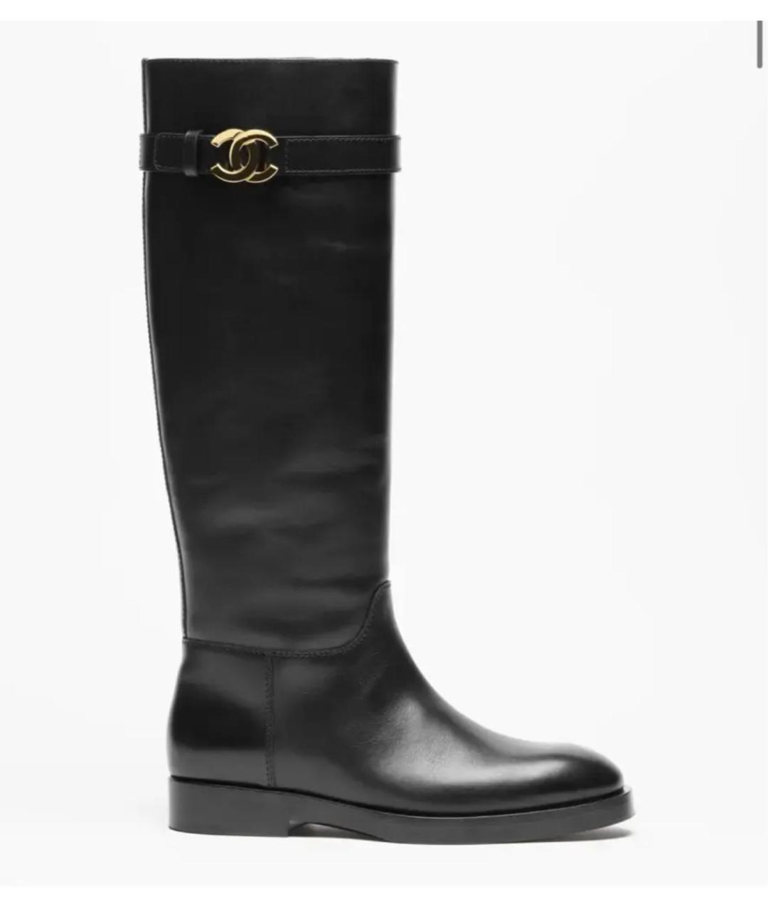 CHANEL Черные кожаные сапоги, фото 8