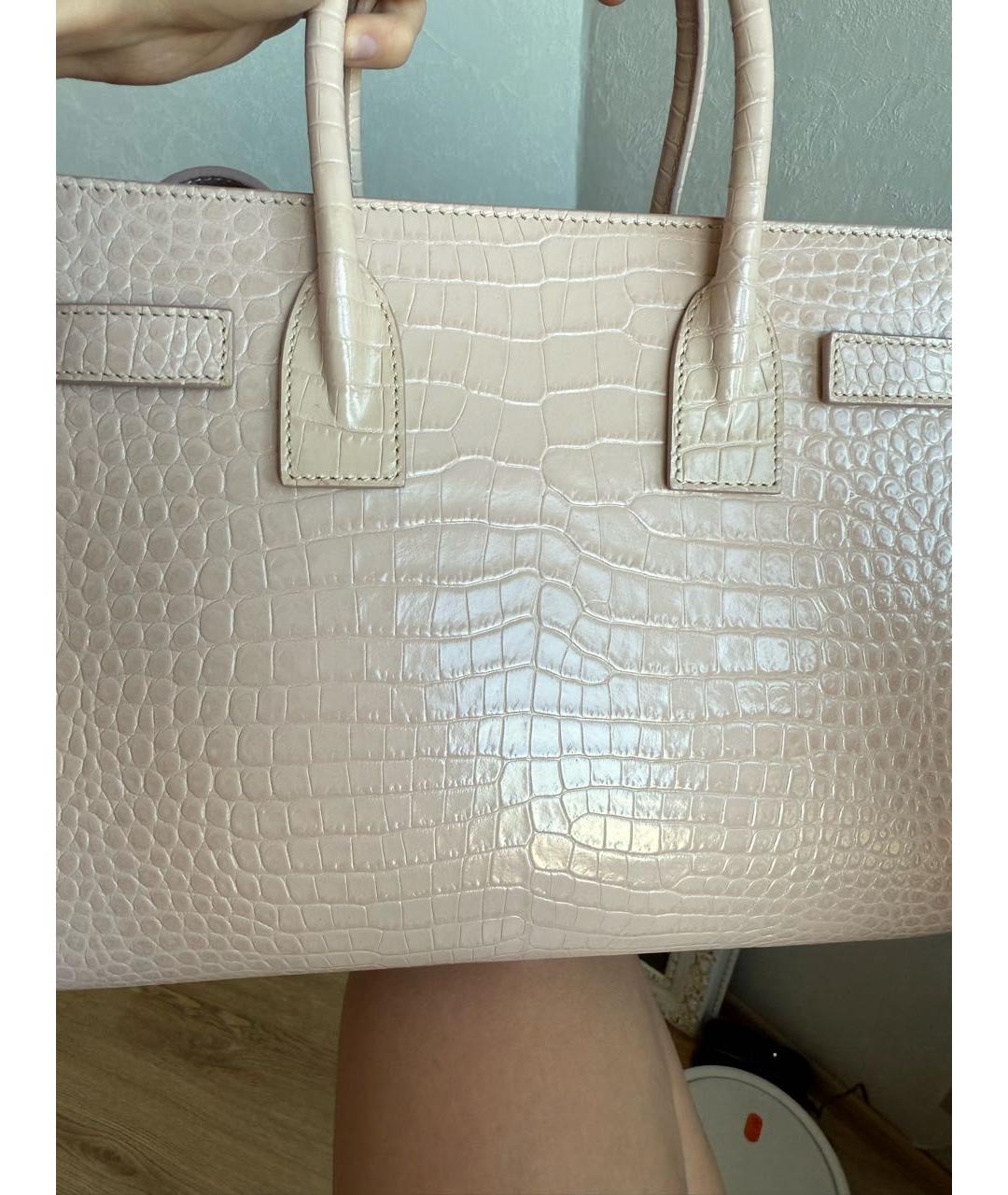 SAINT LAURENT Розовая кожаная сумка тоут, фото 5