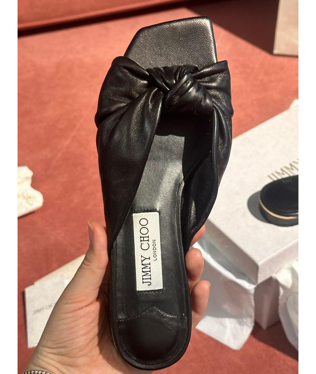 JIMMY CHOO Черные кожаные сандалии, фото 3
