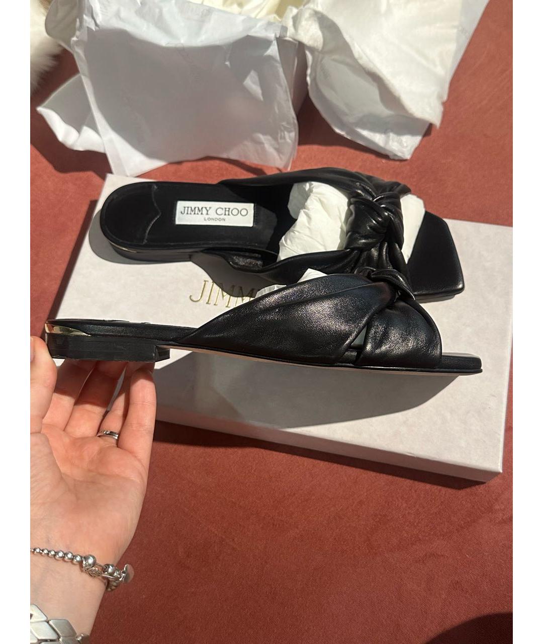 JIMMY CHOO Черные кожаные сандалии, фото 5