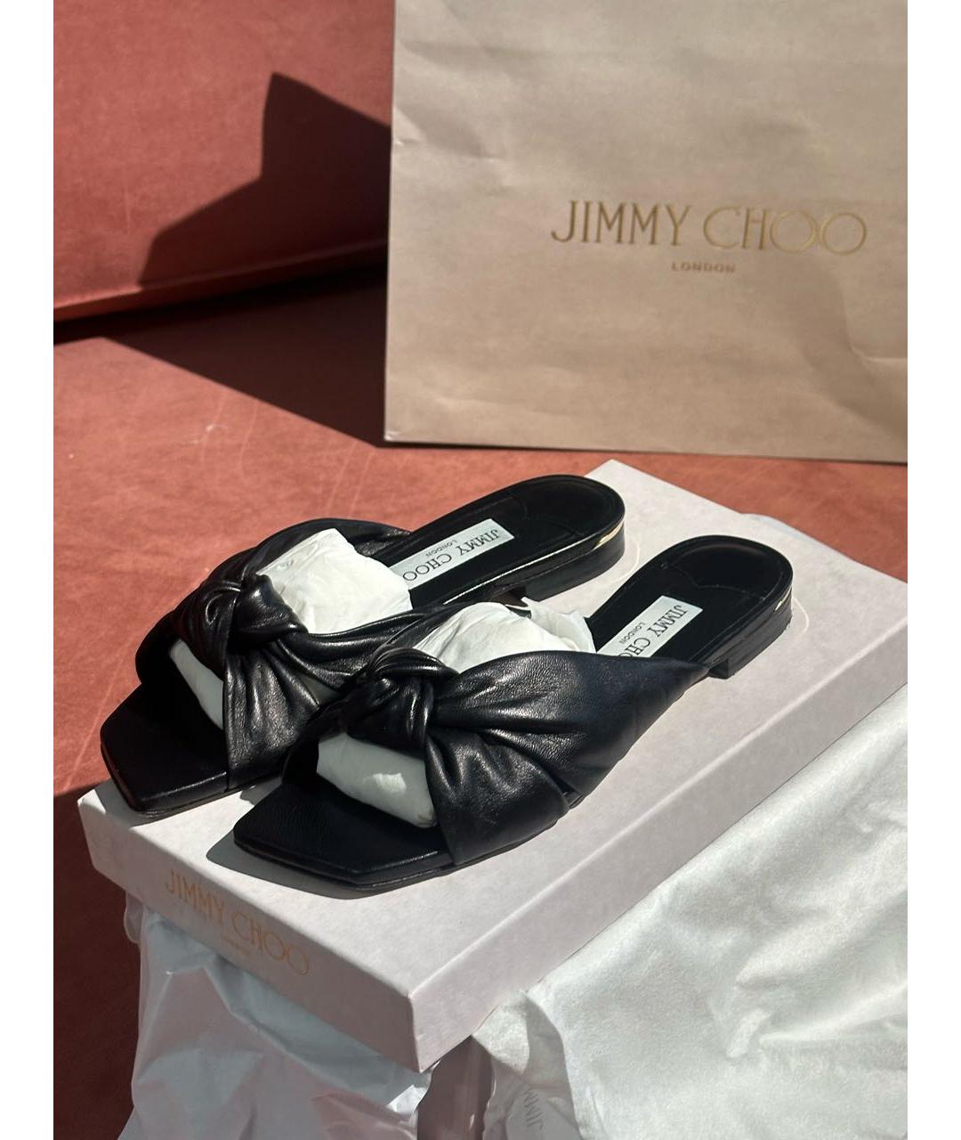 JIMMY CHOO Черные кожаные сандалии, фото 2