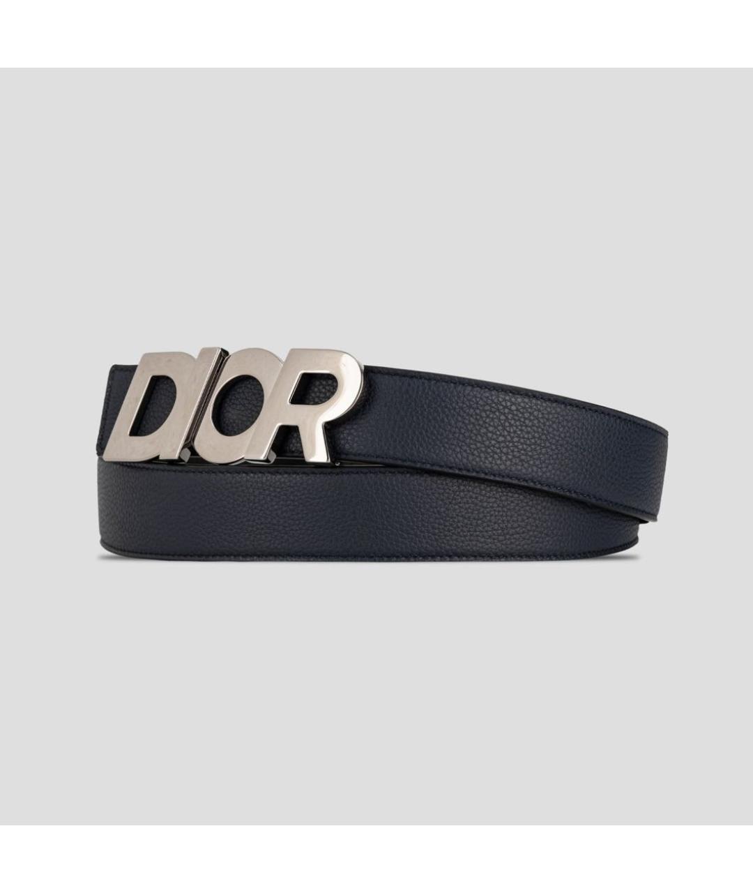CHRISTIAN DIOR Темно-синий кожаный ремень, фото 2