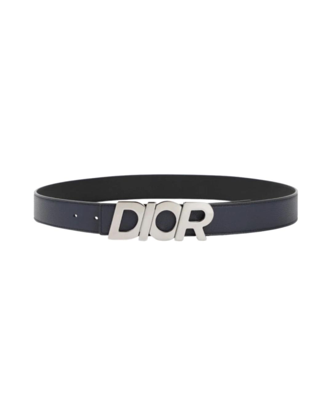 CHRISTIAN DIOR Темно-синий кожаный ремень, фото 1