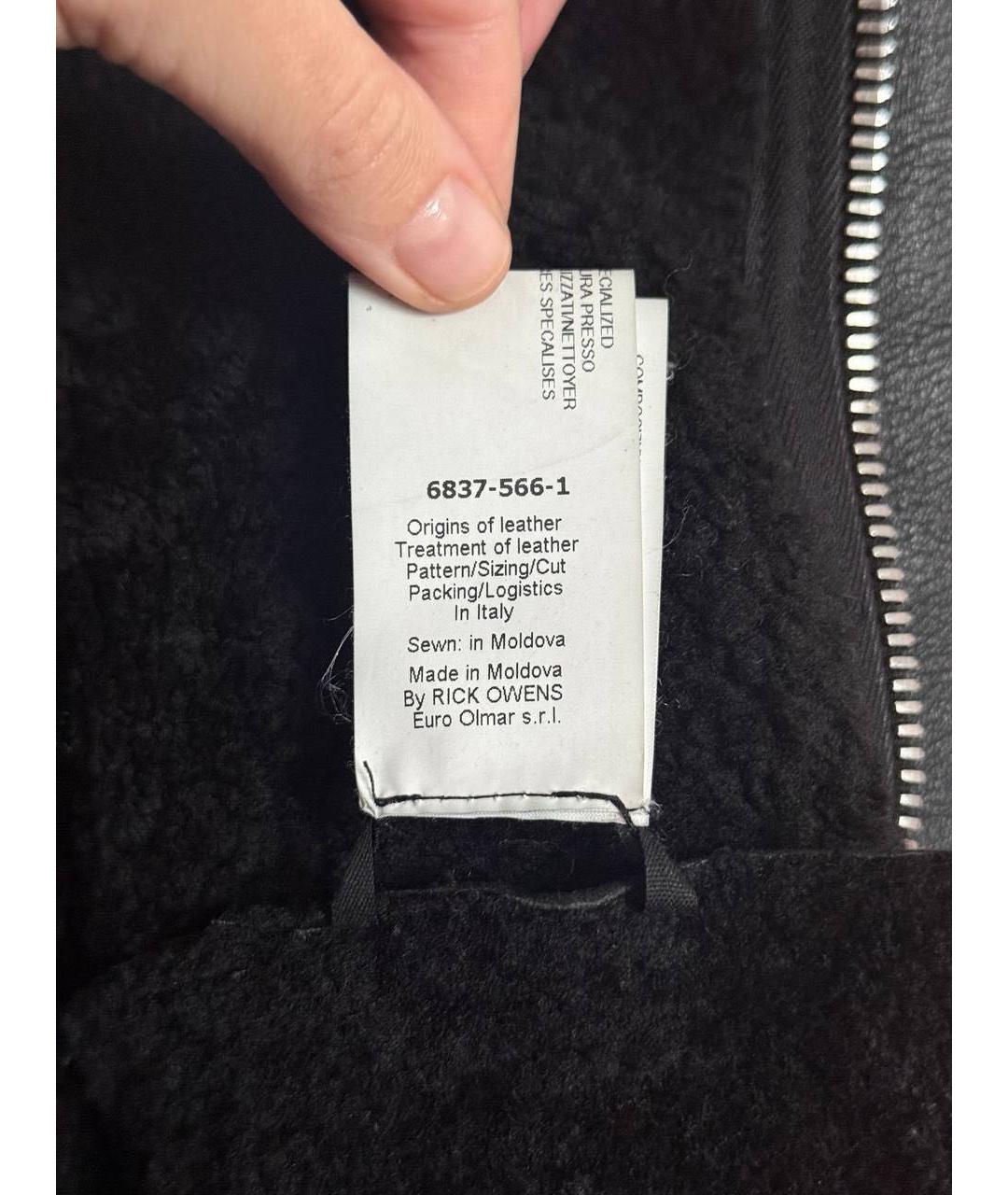 RICK OWENS Черная кожаная дубленка/шуба, фото 5