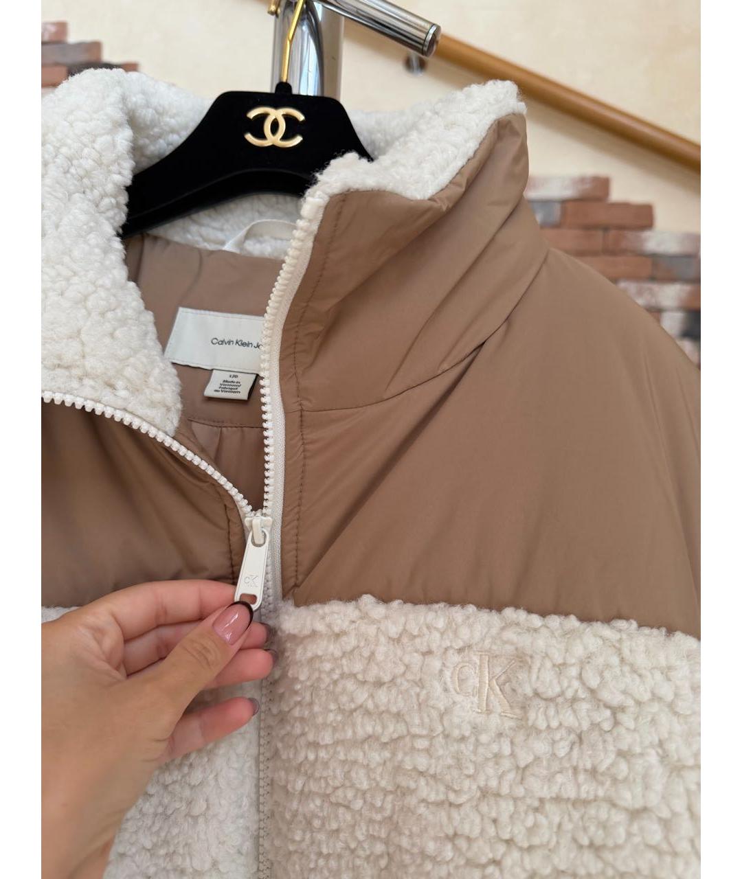 CALVIN KLEIN Бежевый пуховик, фото 4
