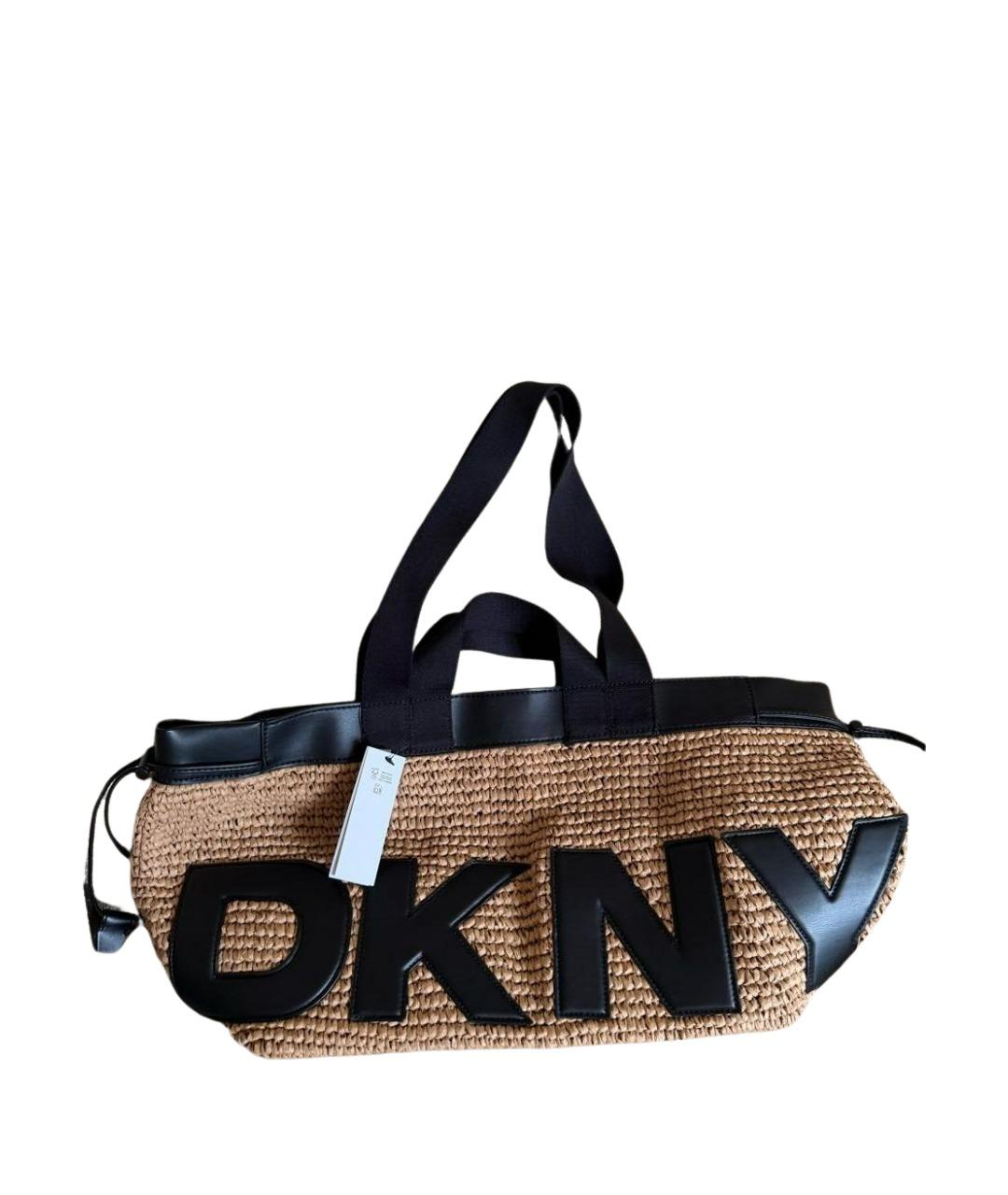 DKNY Бежевая рафия дорожная/спортивная сумка, фото 1