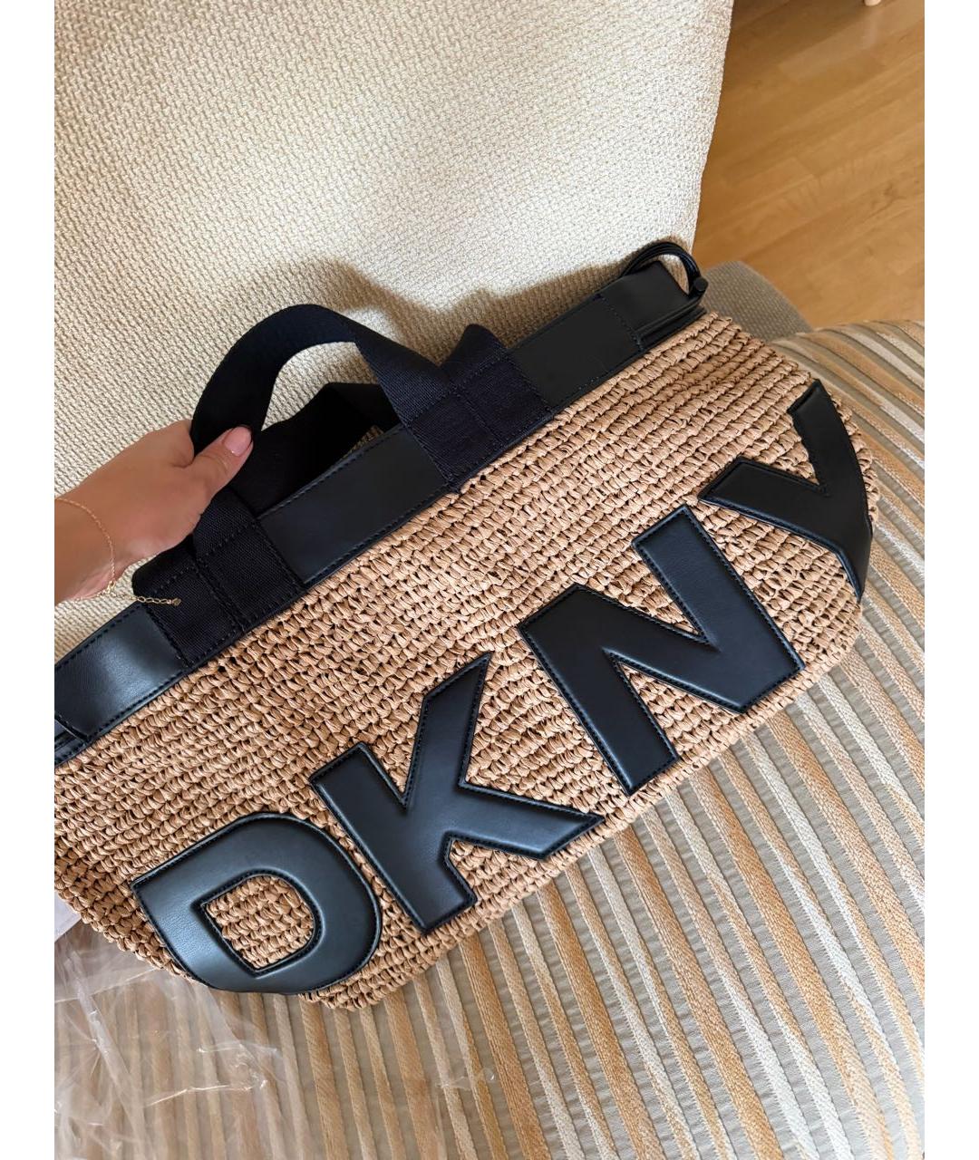 DKNY Бежевая рафия дорожная/спортивная сумка, фото 8