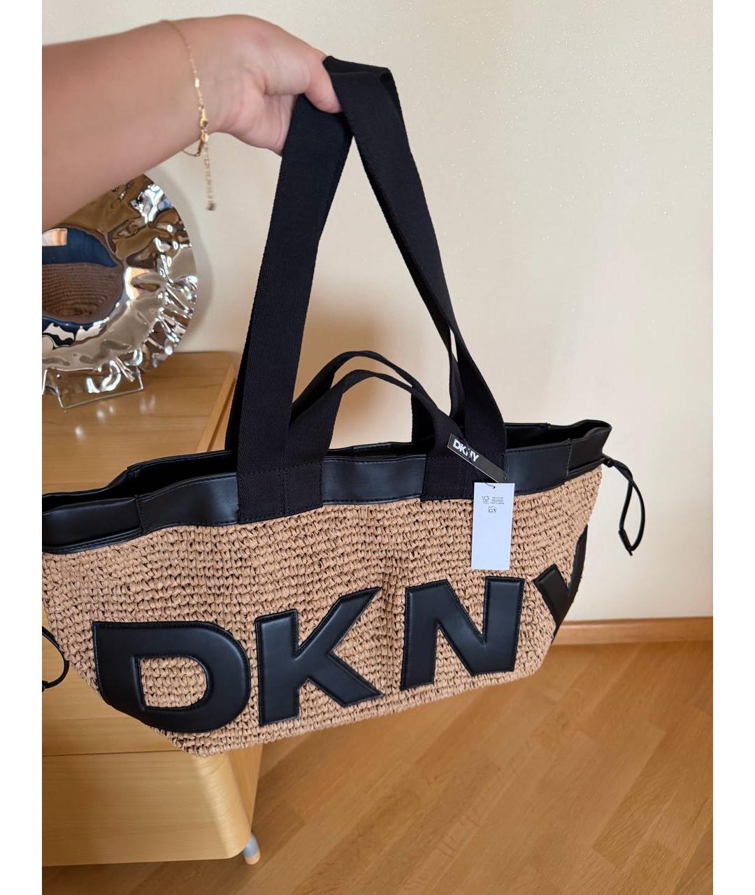 DKNY Бежевая рафия дорожная/спортивная сумка, фото 7