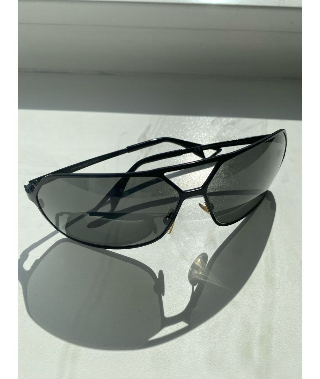 EMPORIO ARMANI Черные металлические солнцезащитные очки, фото 2