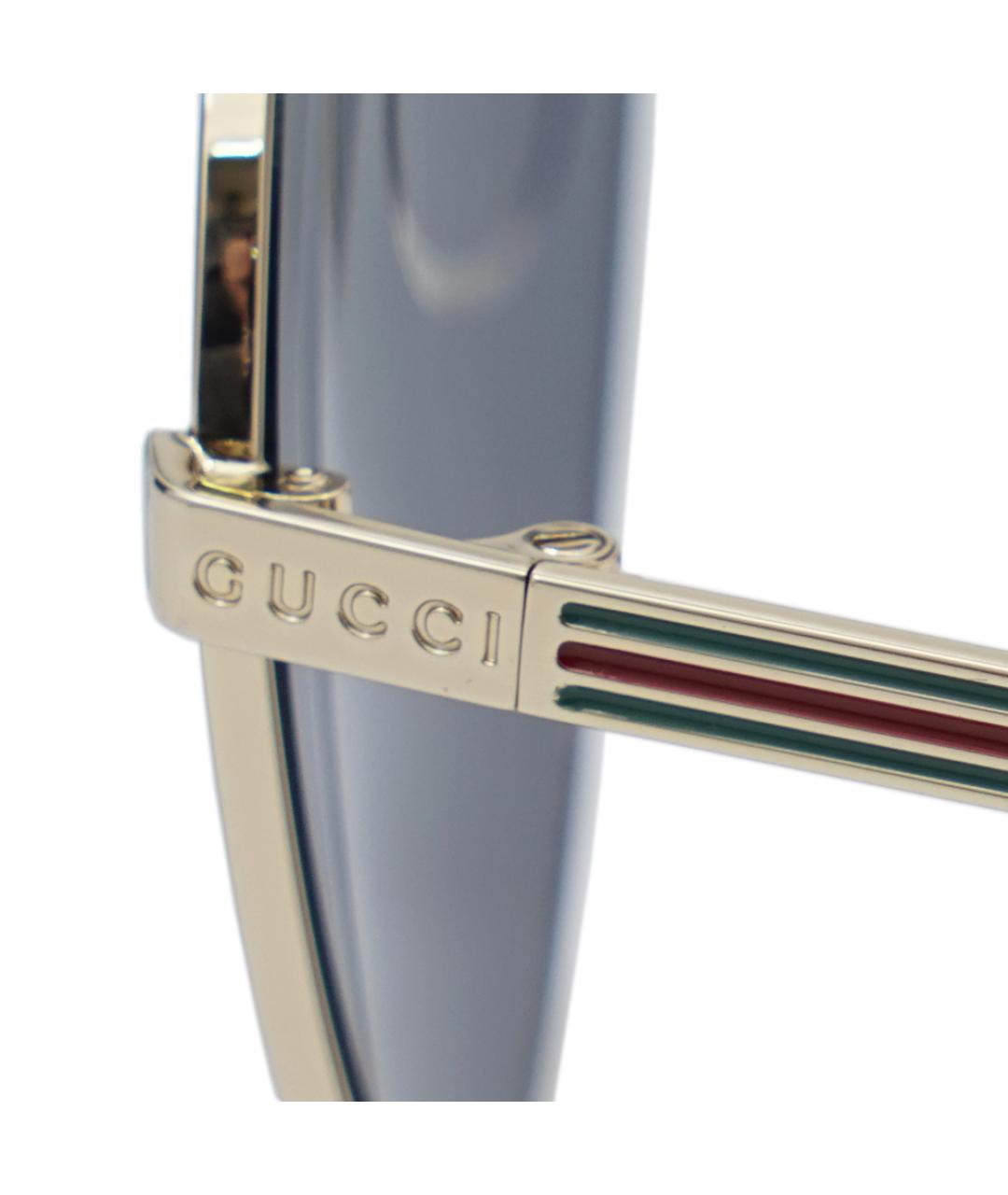 GUCCI Золотые металлические солнцезащитные очки, фото 3