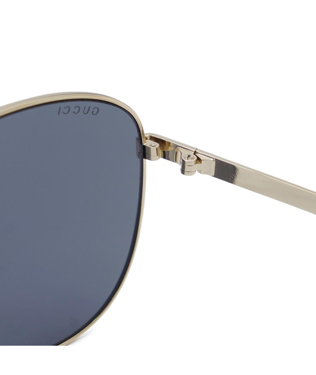 GUCCI Золотые металлические солнцезащитные очки, фото 4