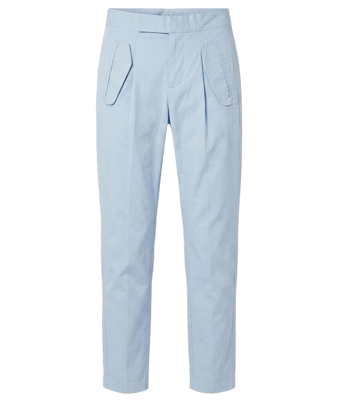 MM6 MAISON MARGIELA Голубые хлопко-эластановые прямые брюки, фото 1