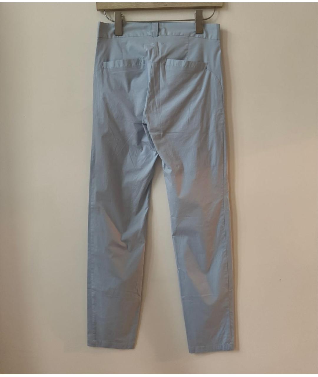 MM6 MAISON MARGIELA Голубые хлопко-эластановые прямые брюки, фото 2