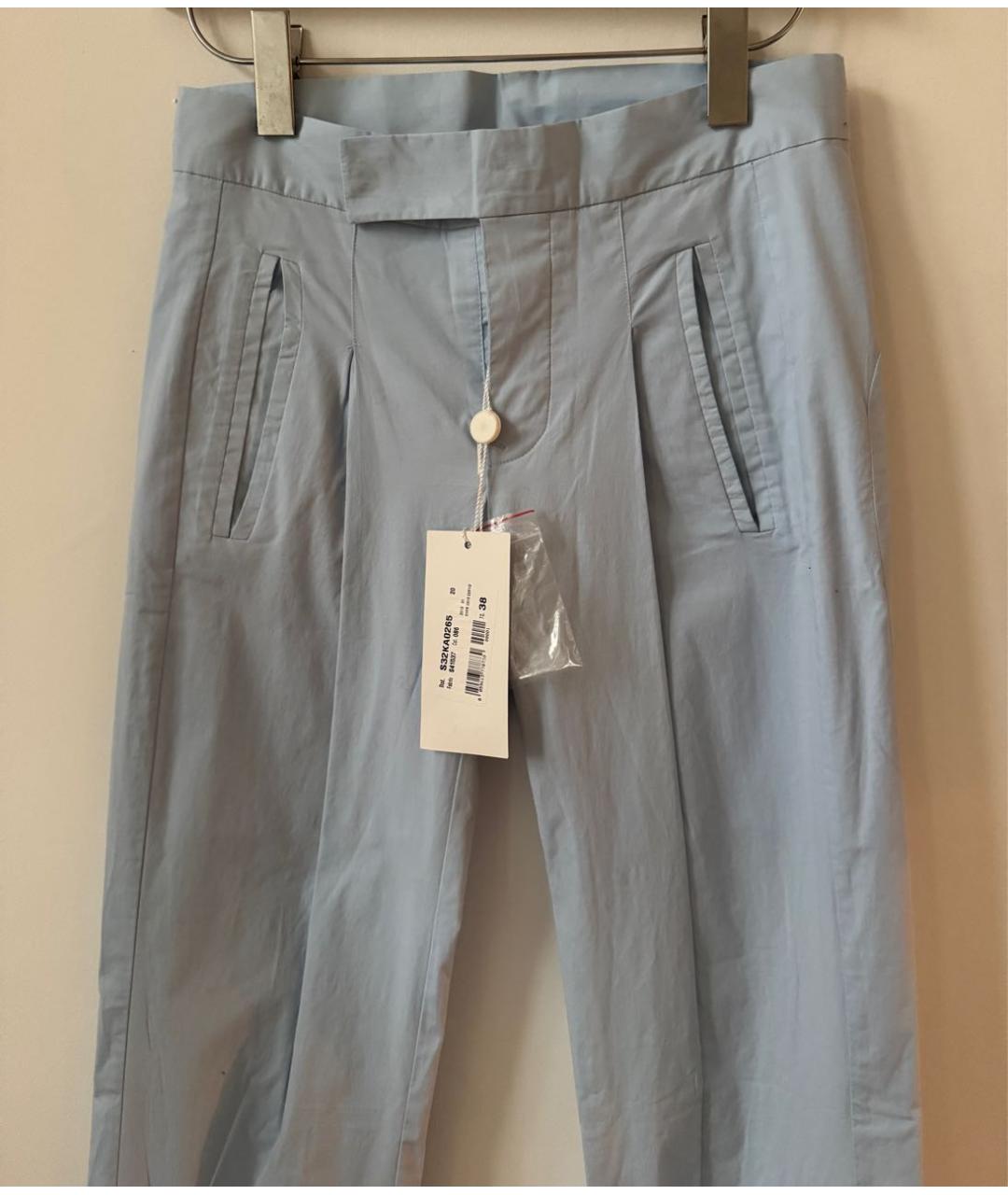 MM6 MAISON MARGIELA Голубые хлопко-эластановые прямые брюки, фото 4