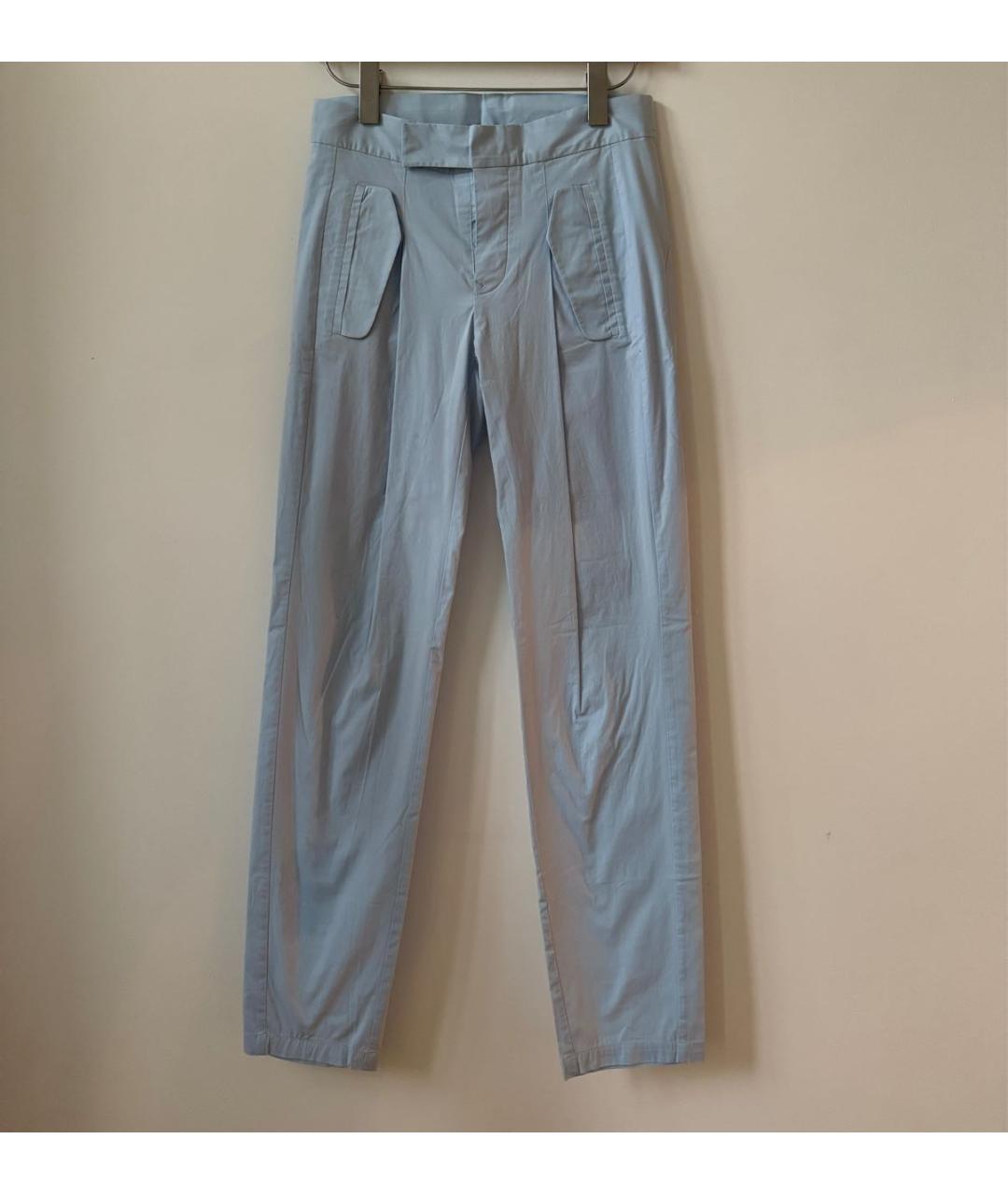 MM6 MAISON MARGIELA Голубые хлопко-эластановые прямые брюки, фото 6