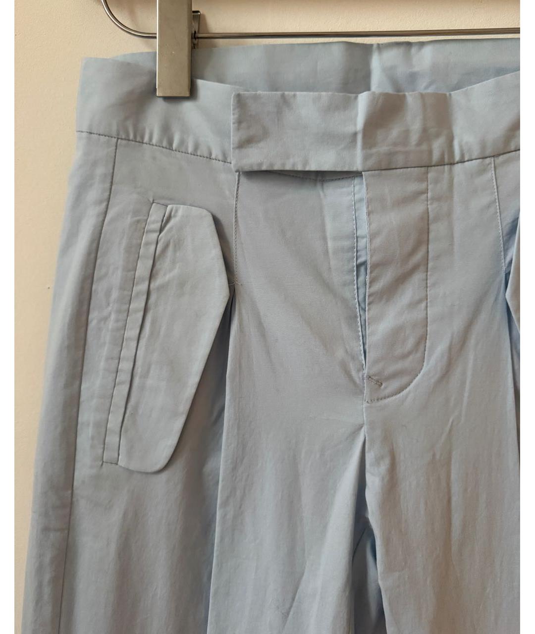 MM6 MAISON MARGIELA Голубые хлопко-эластановые прямые брюки, фото 5